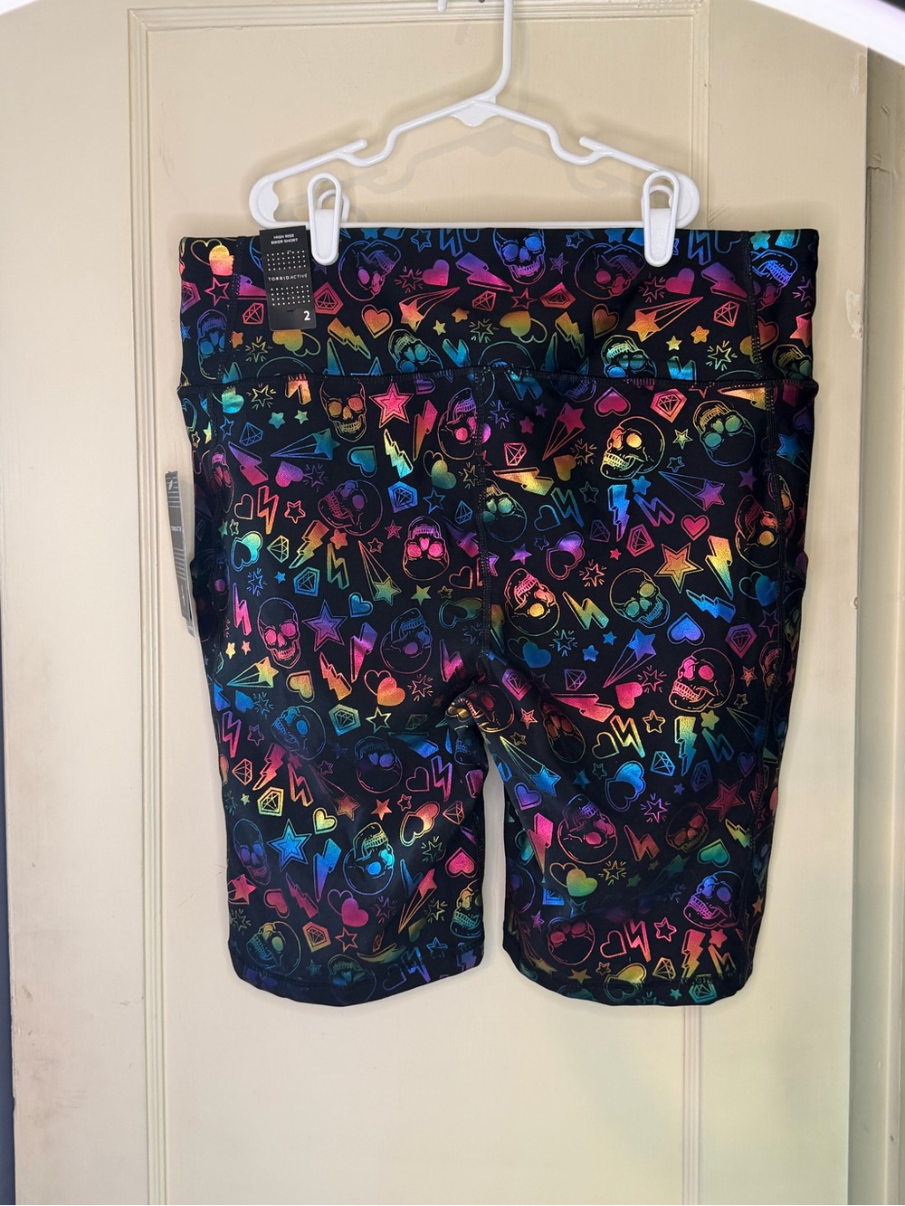 Neon Rainbow Skull & Star Athletic Shorts